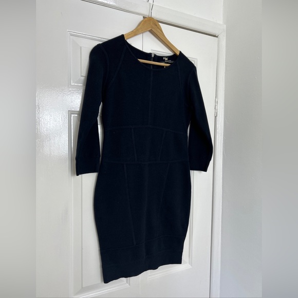 All Saints Elena knitted Dress UK 14 Jumper Bodycon Black Stretch Knit Party - Picture 6 of 9